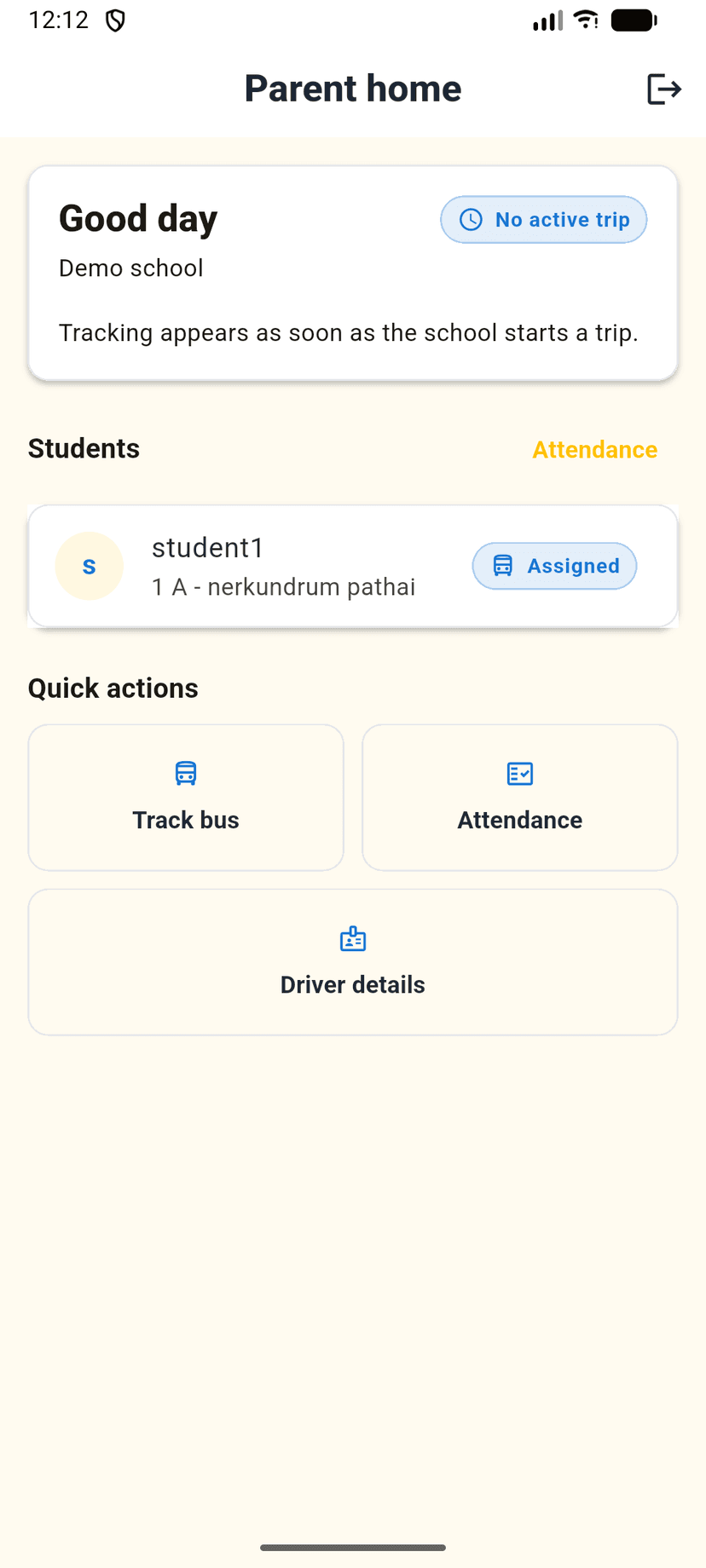 Yaato parent app home screen